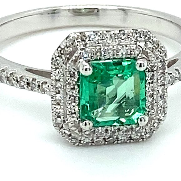 Certified Emerald .50ct Diamonds 950 Platinum Ring - Picture 7 of 10